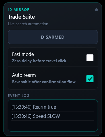Path of Exile trade site showing the 10 Mirrors interface
